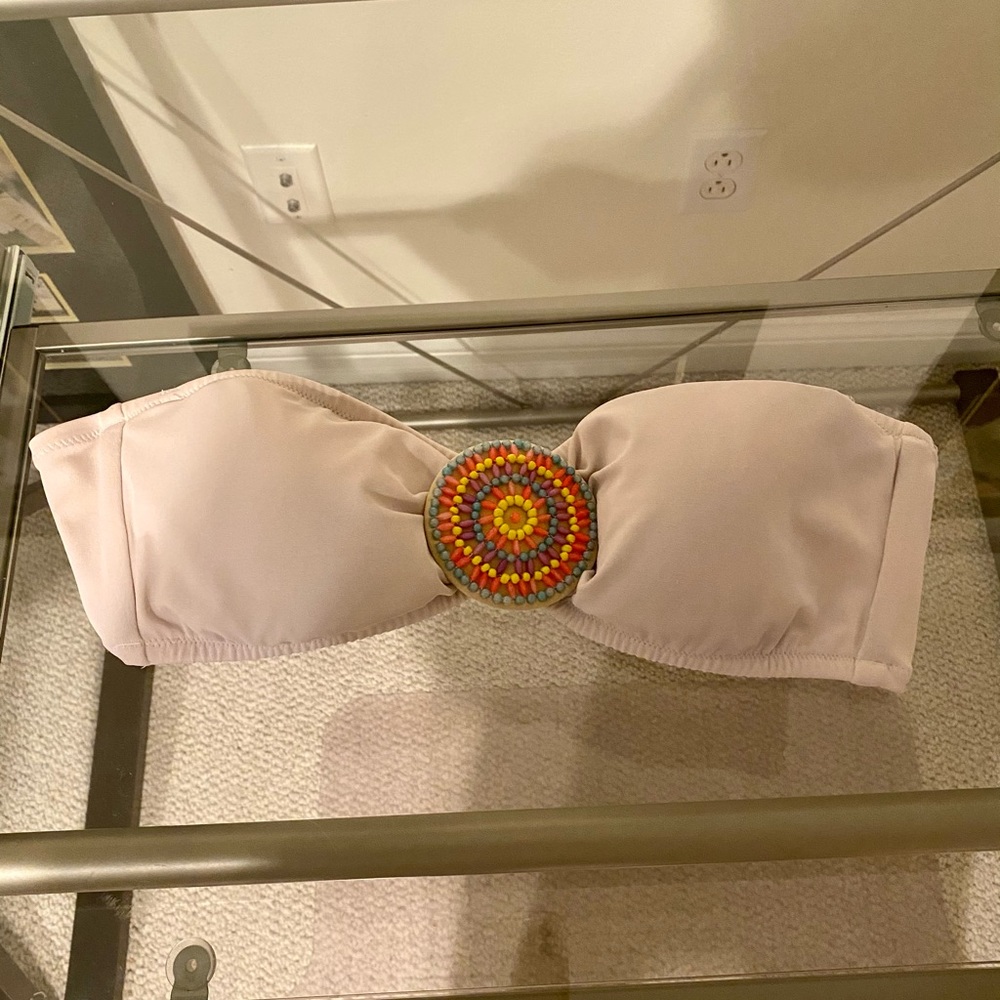 Victoria Secret white strapless top with pendent